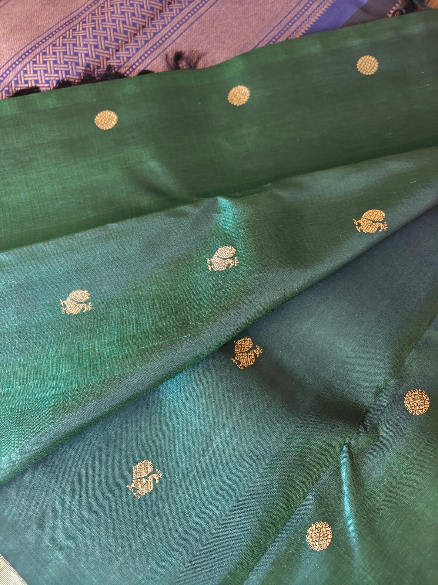 Dark Green Double Pallu -Kanjivaram Silk Saree