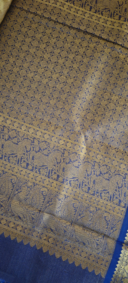 Kalyana Edit-Mehendi Green and Blue kanjivaram silk saree