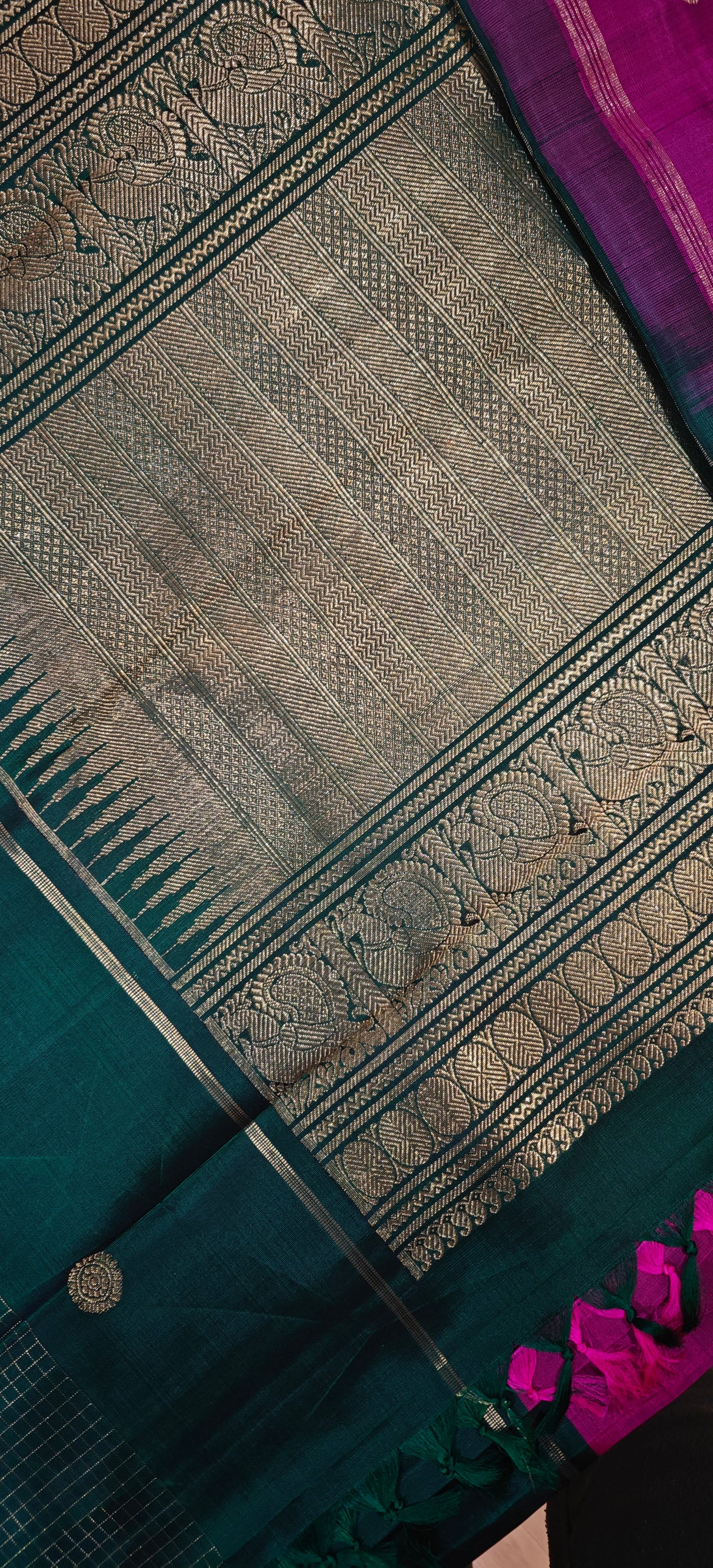 Magenta and green kanjivaram silk saree