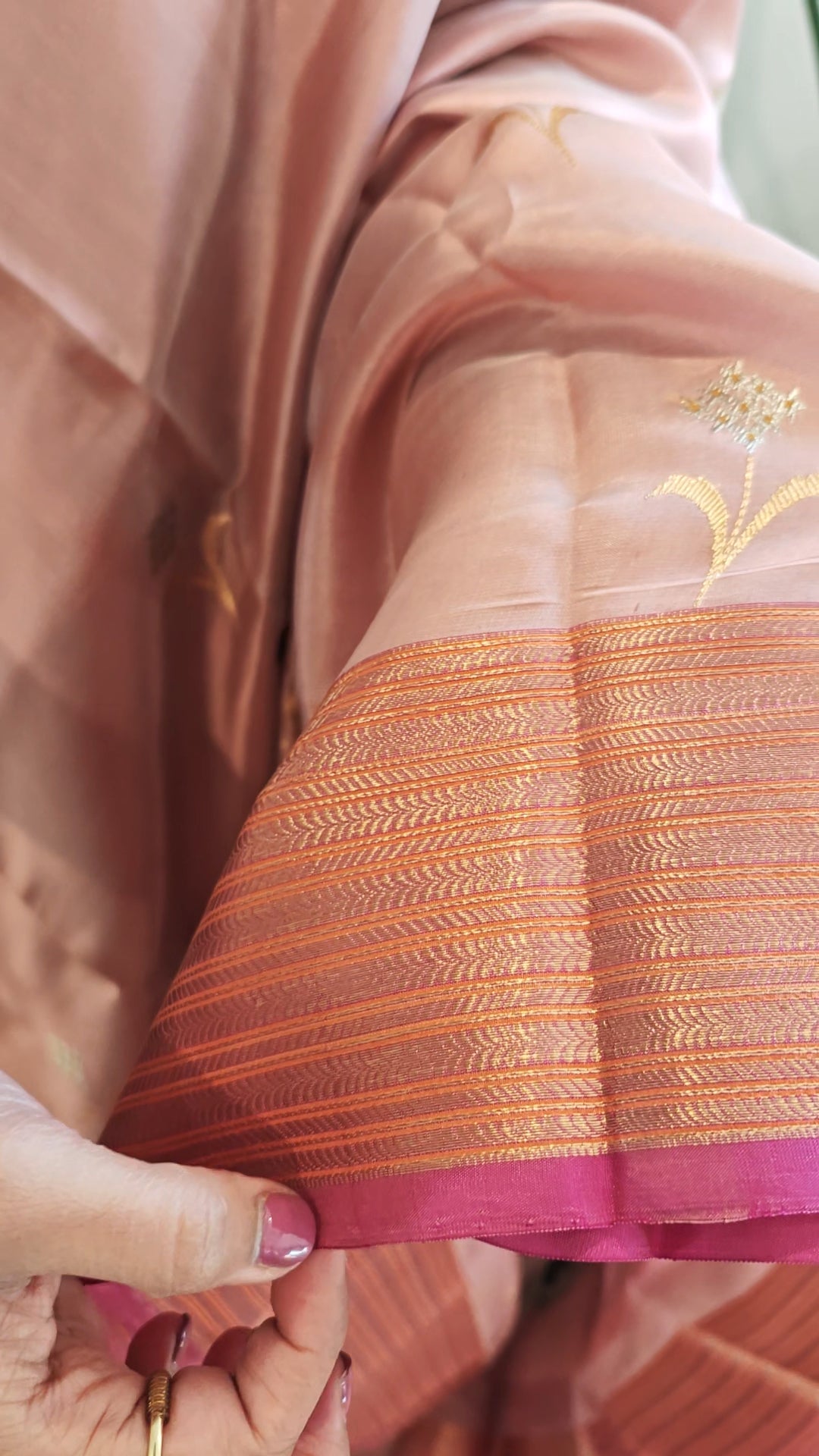 Pastel Pink Chanderi Silk Sari