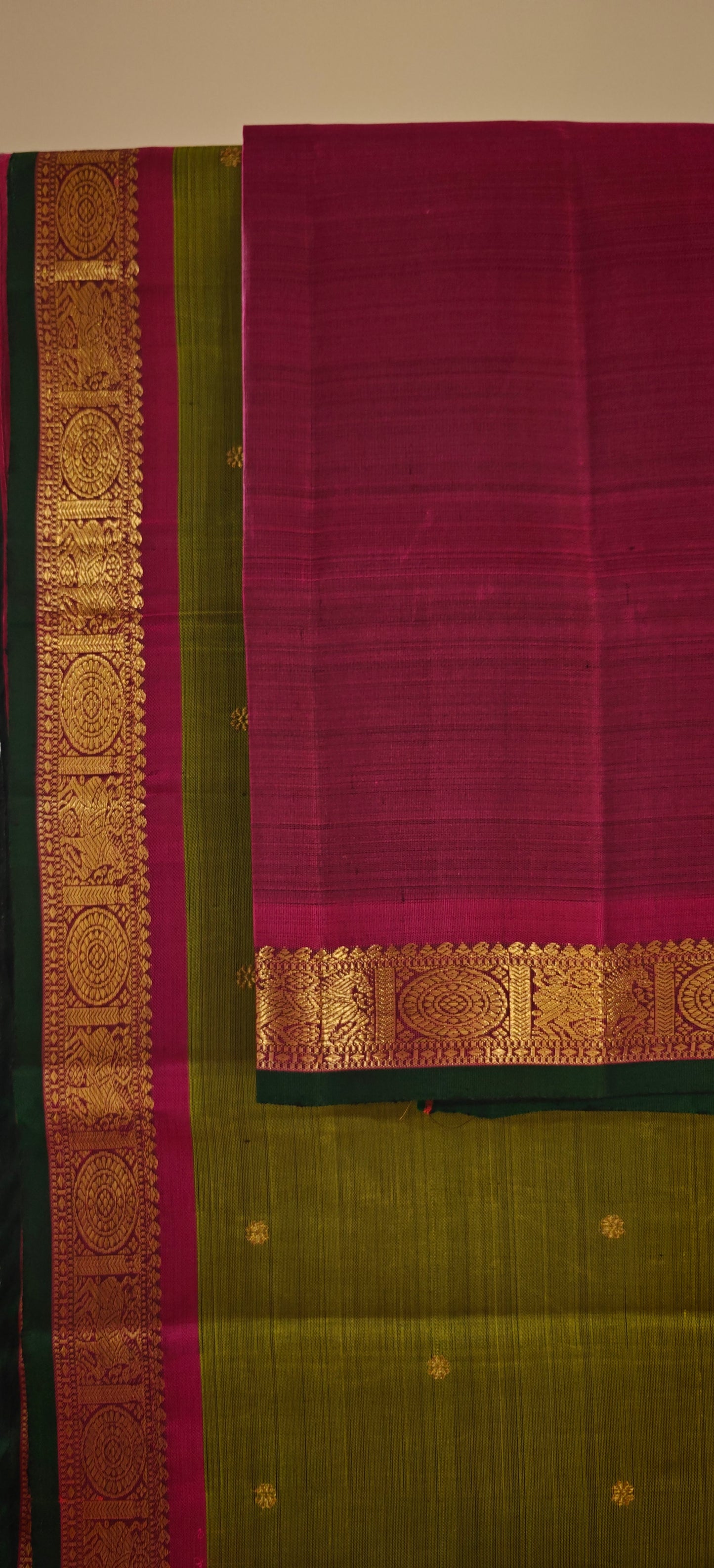 Mint Green and Megnta kanjivaram silk saree
