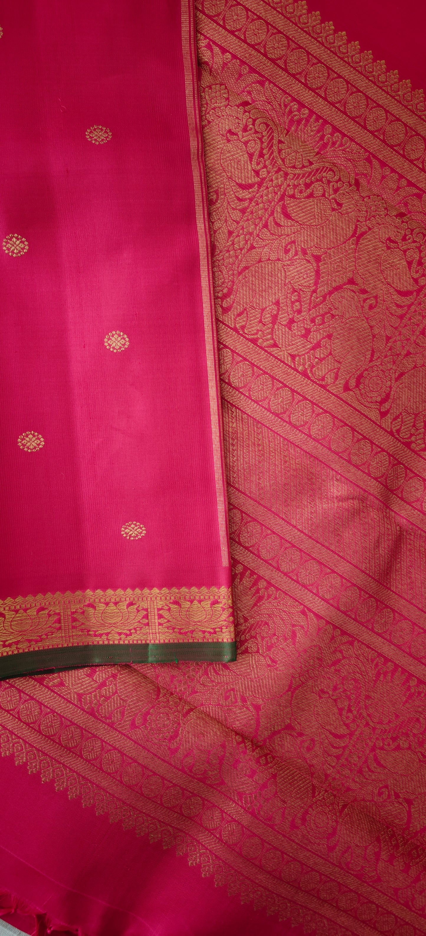 Magenta Pink Monotone Kanjivaram Saree | 3-gram Zari