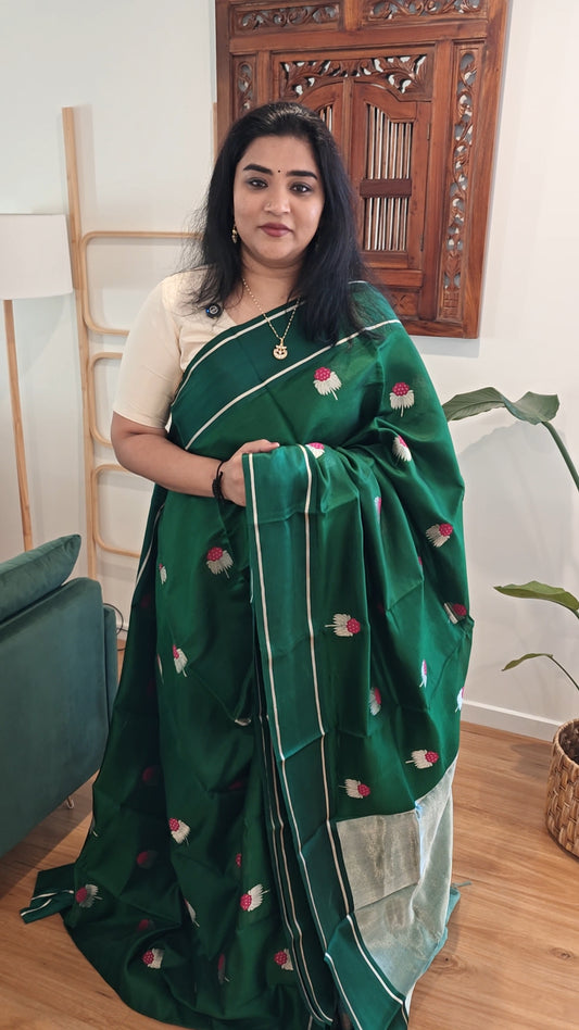 Emerald Green Chanderi Silk Sari