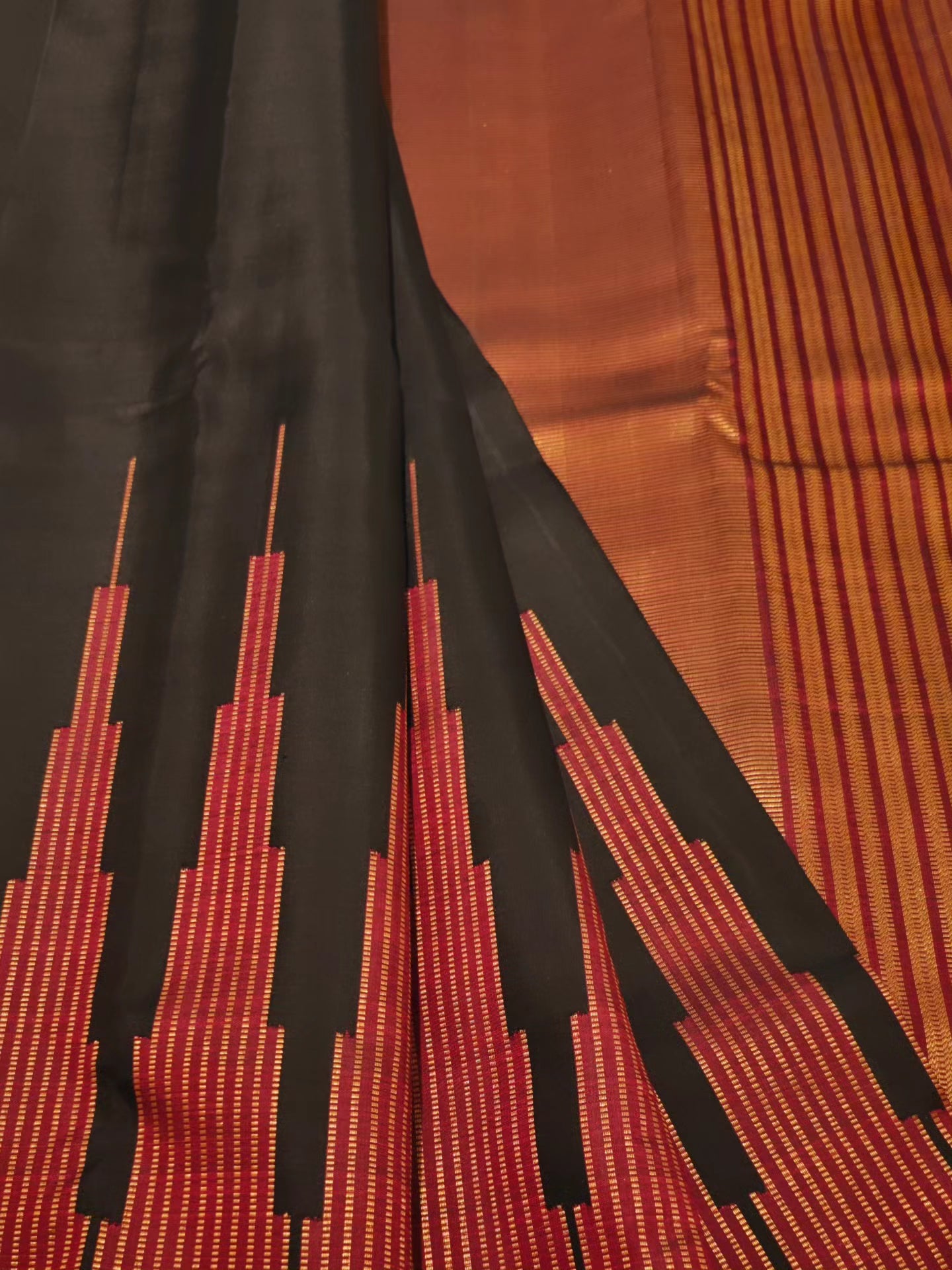 Black and Maroon-Kanjivaram Silk Saree