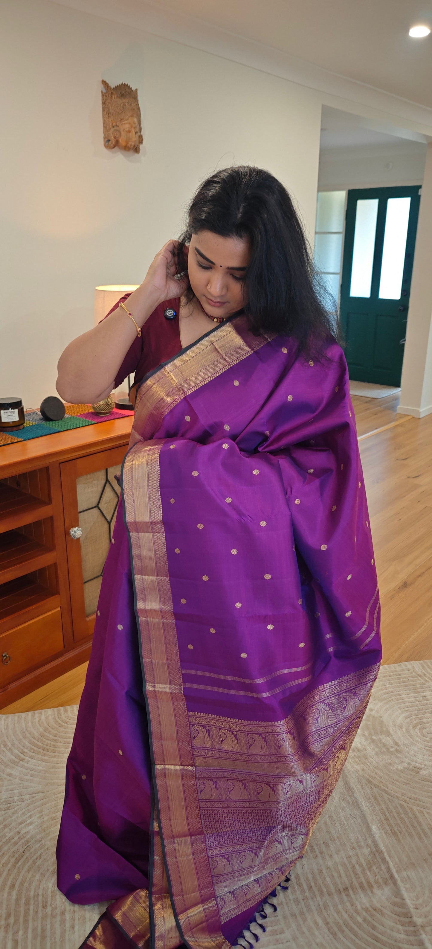 Vadamalli monotone kanjivaram silk sari