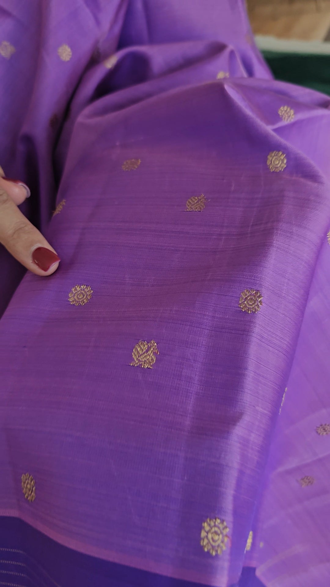 Lavender and Rose Pink Double Shade Handwoven Kanjivaram Silk Sari