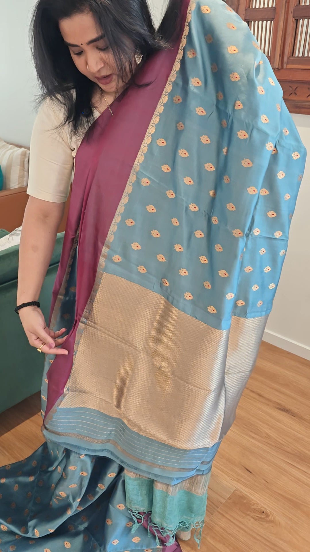 Bluish Grey Chanderi Silk