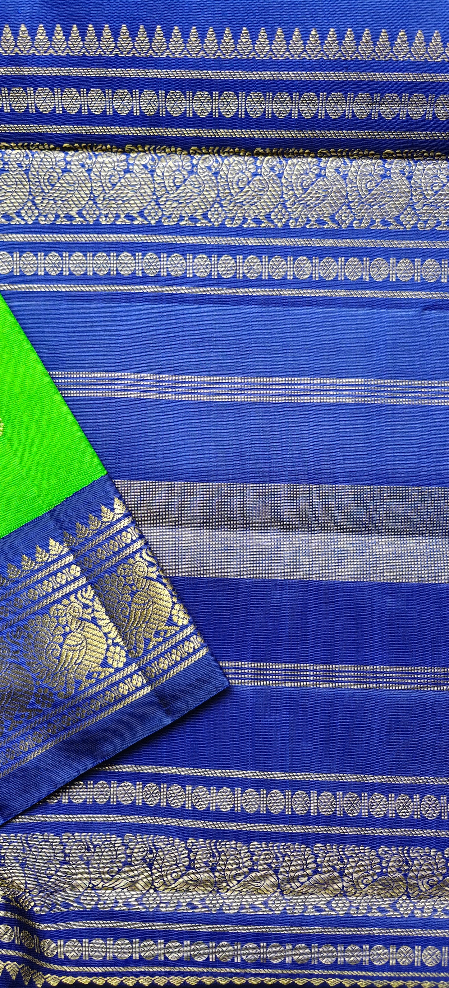 Green and Blue Kanjivaram silk saree
