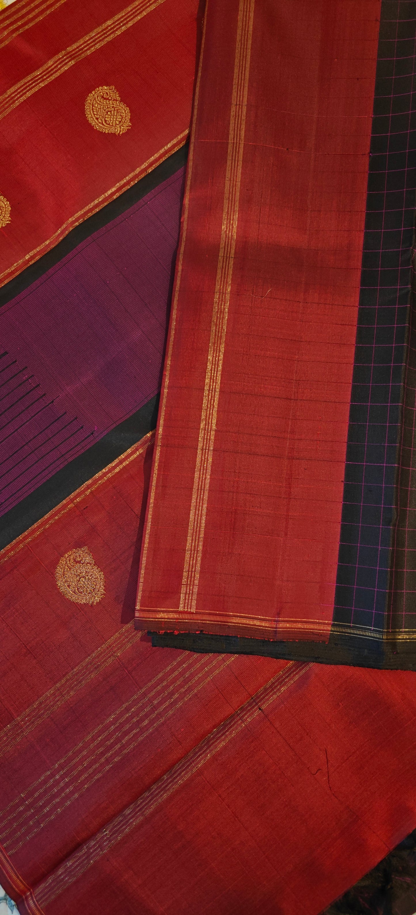 Black and maroon kanjivaram silk saree