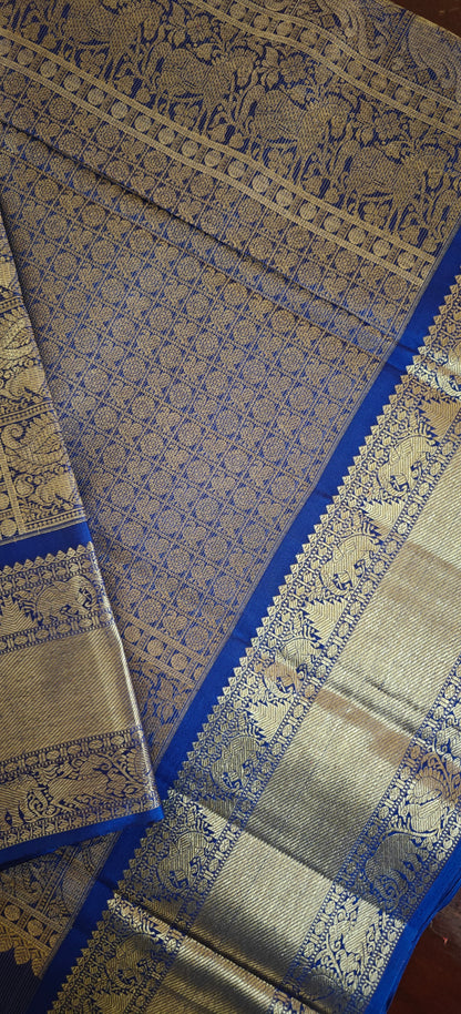Kalyana Edit-Mehendi Green and Blue kanjivaram silk saree