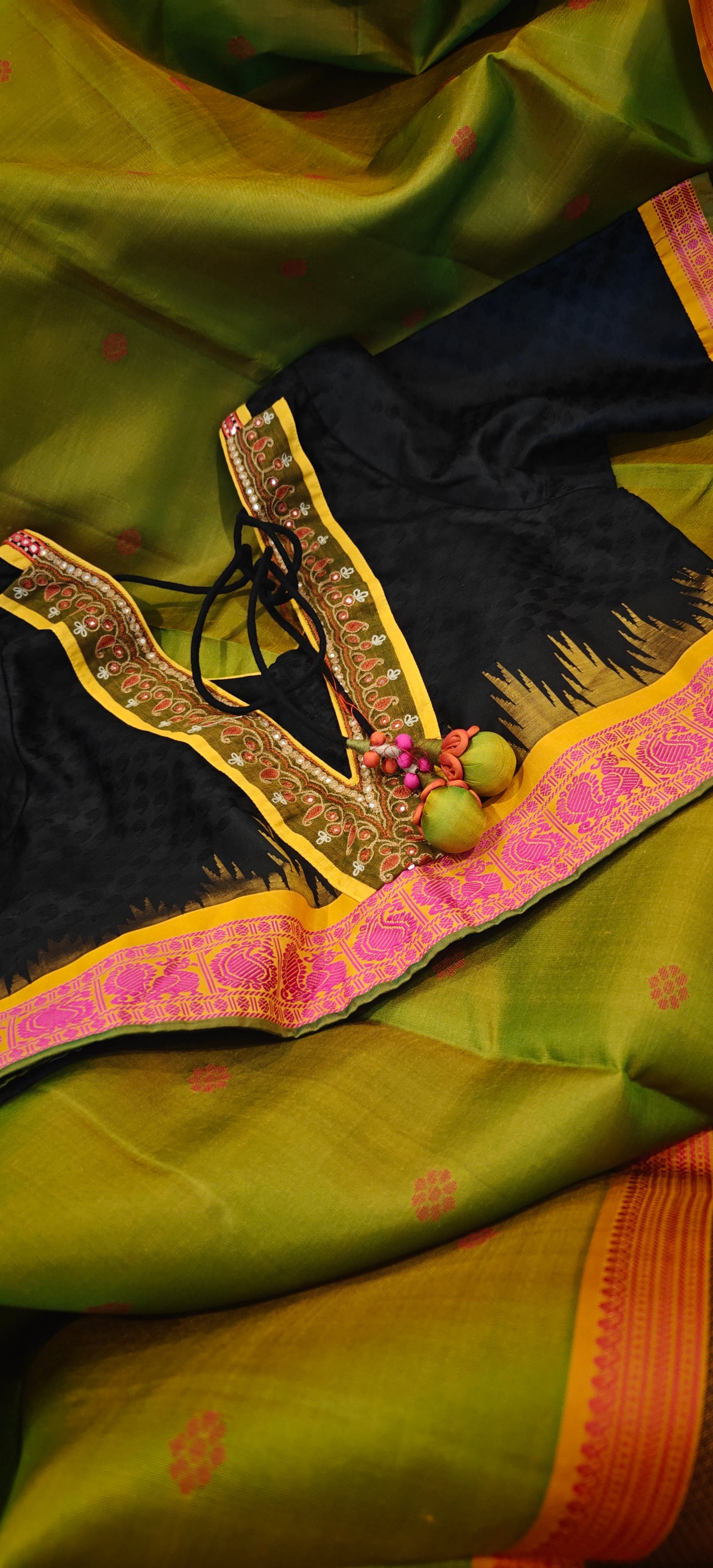 Black Silk Handcrafted Blouse