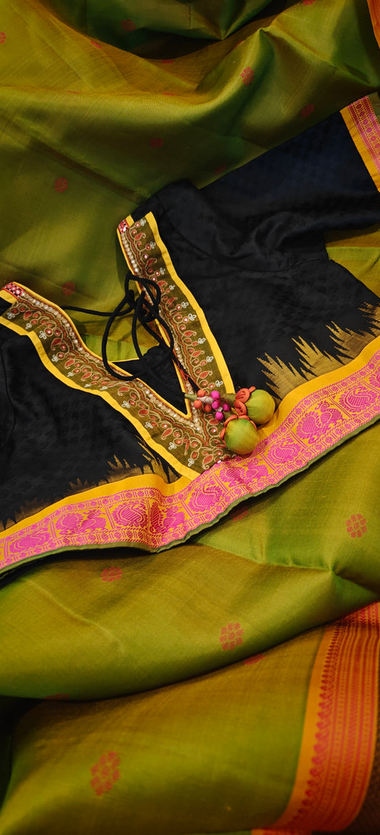 Black Silk Handcrafted Blouse