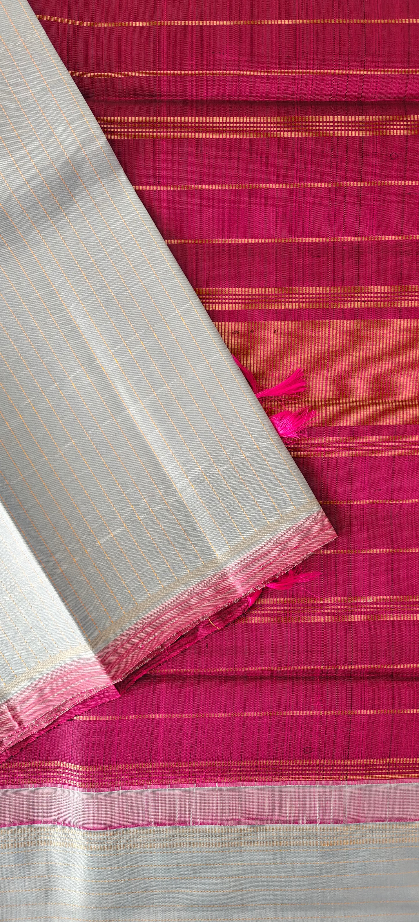 Ice Blue with Plum Purple Kanjivaram Saree | 3-gram Zari