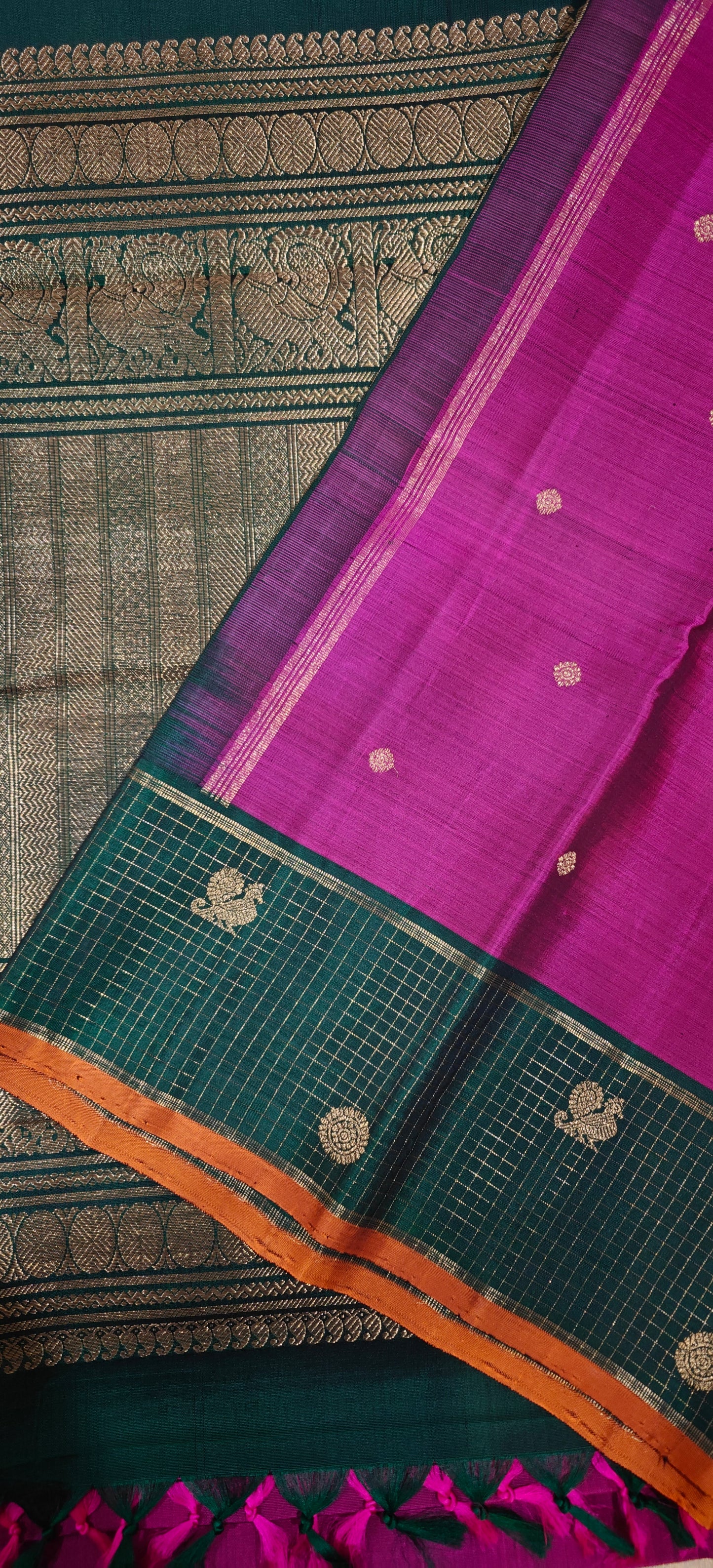 Magenta and green kanjivaram silk saree