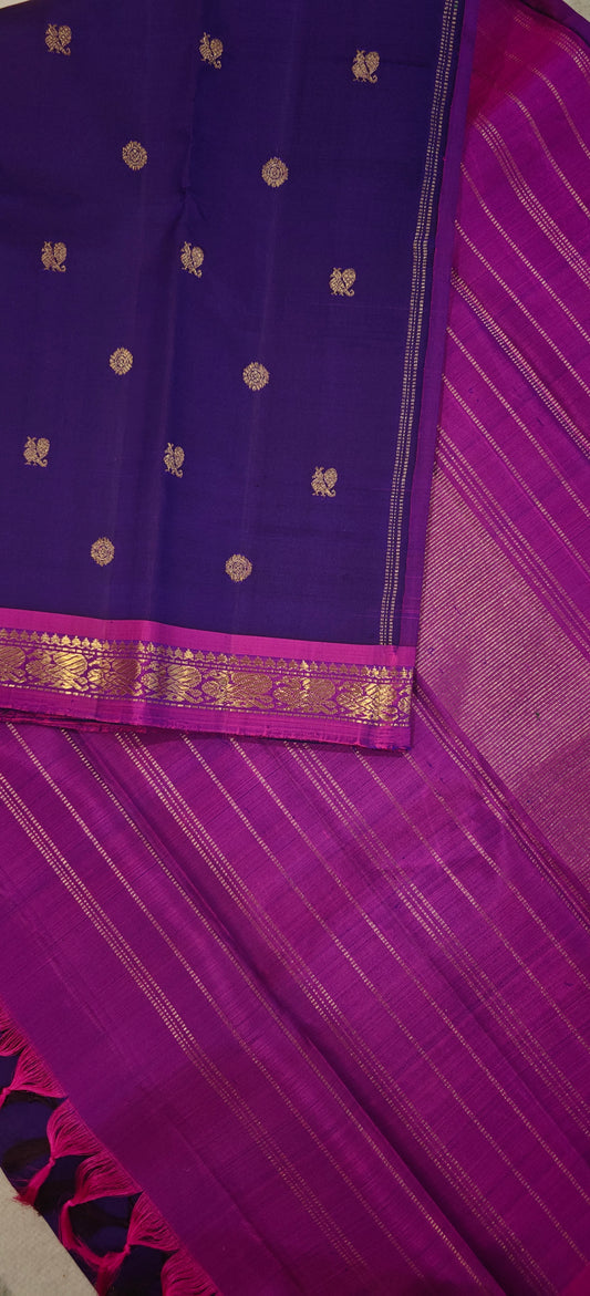 Violet and Pink kanjivaram silk saree