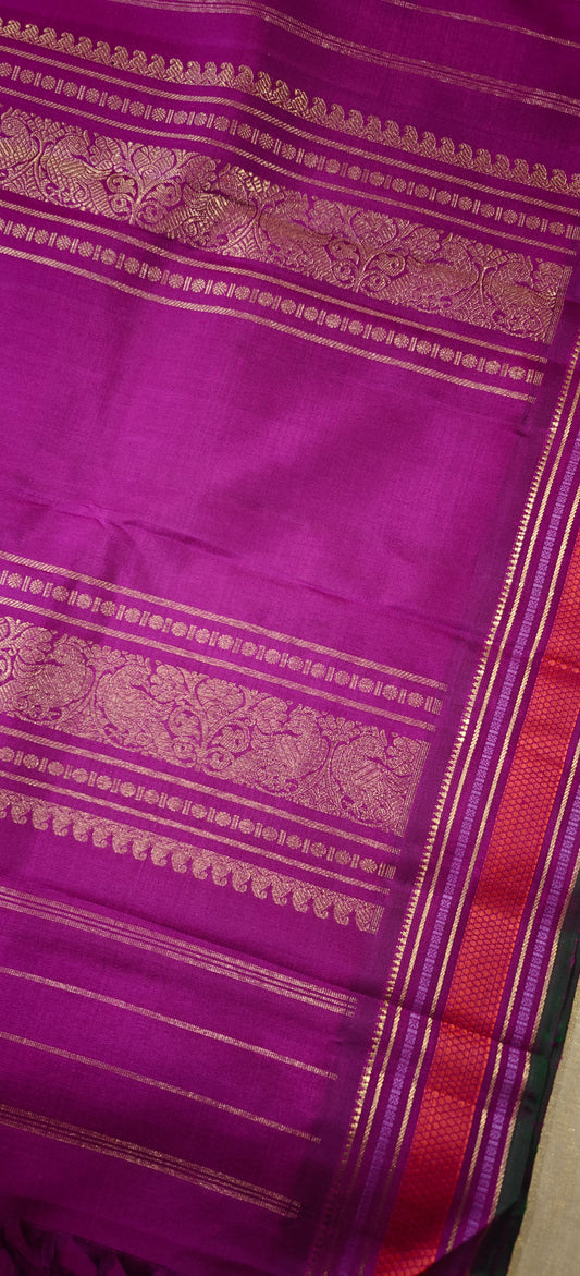 Sandal and Violet Handwoven Kanjivaram
